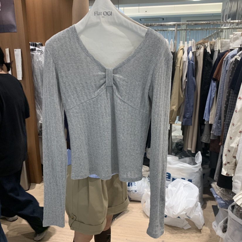 FLAT OGI東大門實拍女士新款熱賣休閑推薦真品長袖T恤絲帶FLat OGI長袖T恤圖色2