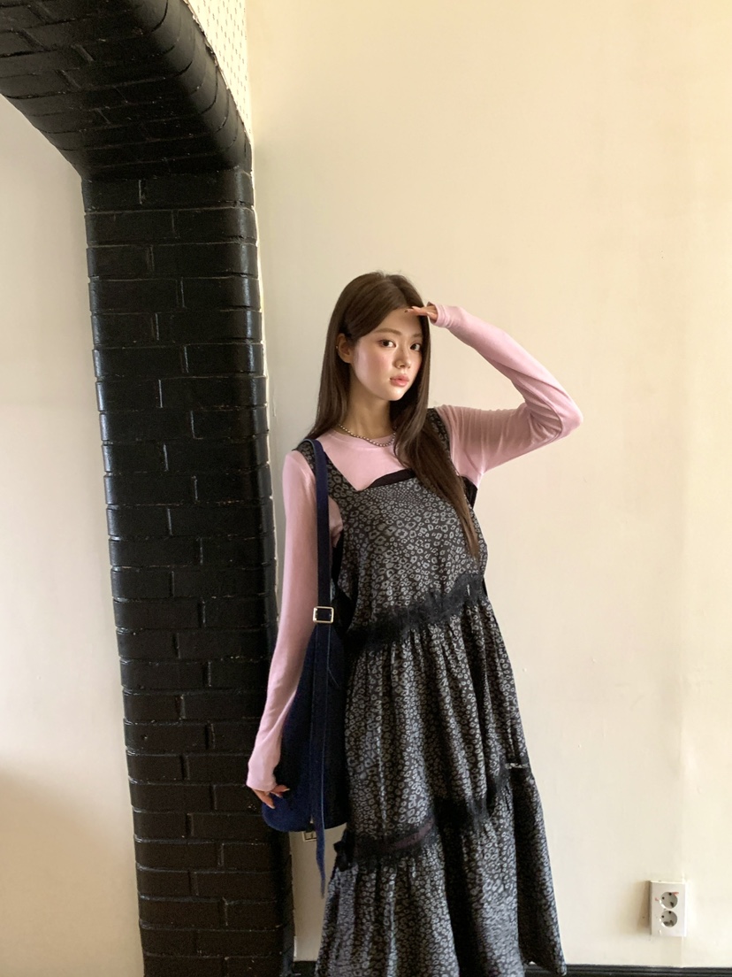 MAISONDEGLORY韓國代購女裝新品真品連衣裙不含內搭豹紋蕾絲MAISONDEGLORY連衣裙