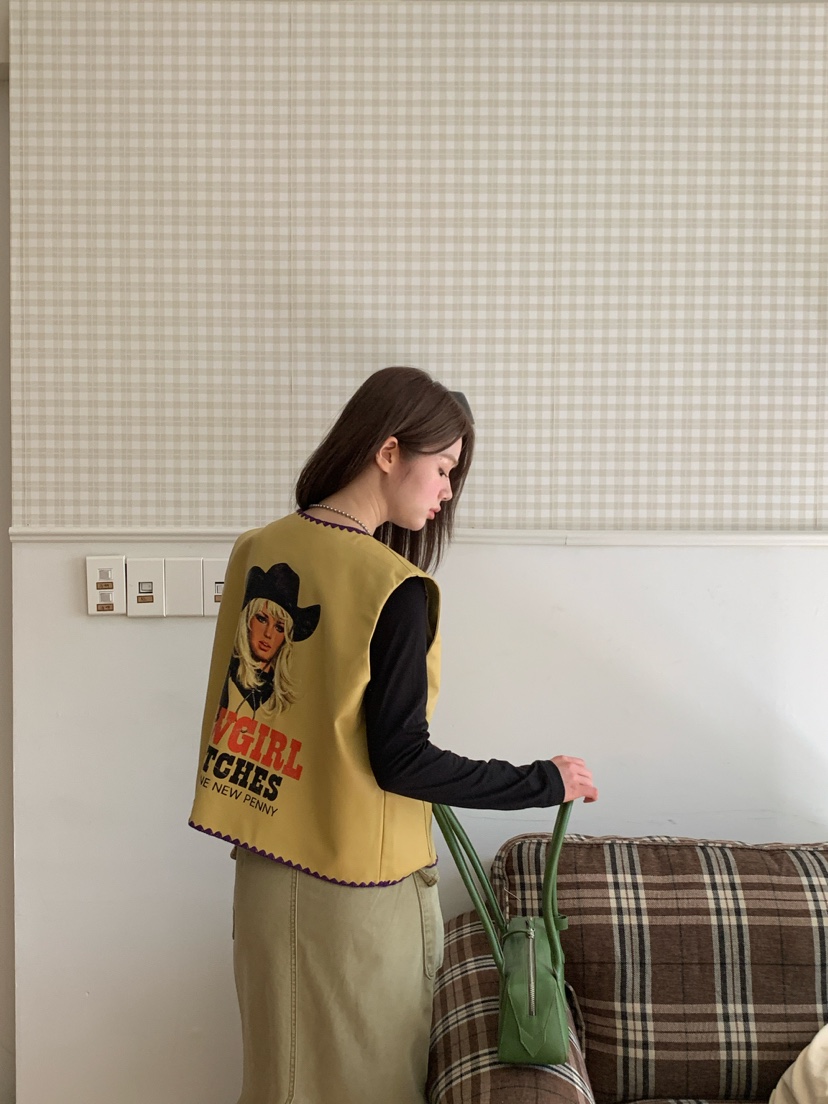 MAISONDEGLORY韓國直郵女士新品休閑人氣馬甲不含內搭皮革MAISONDEGLORY馬甲