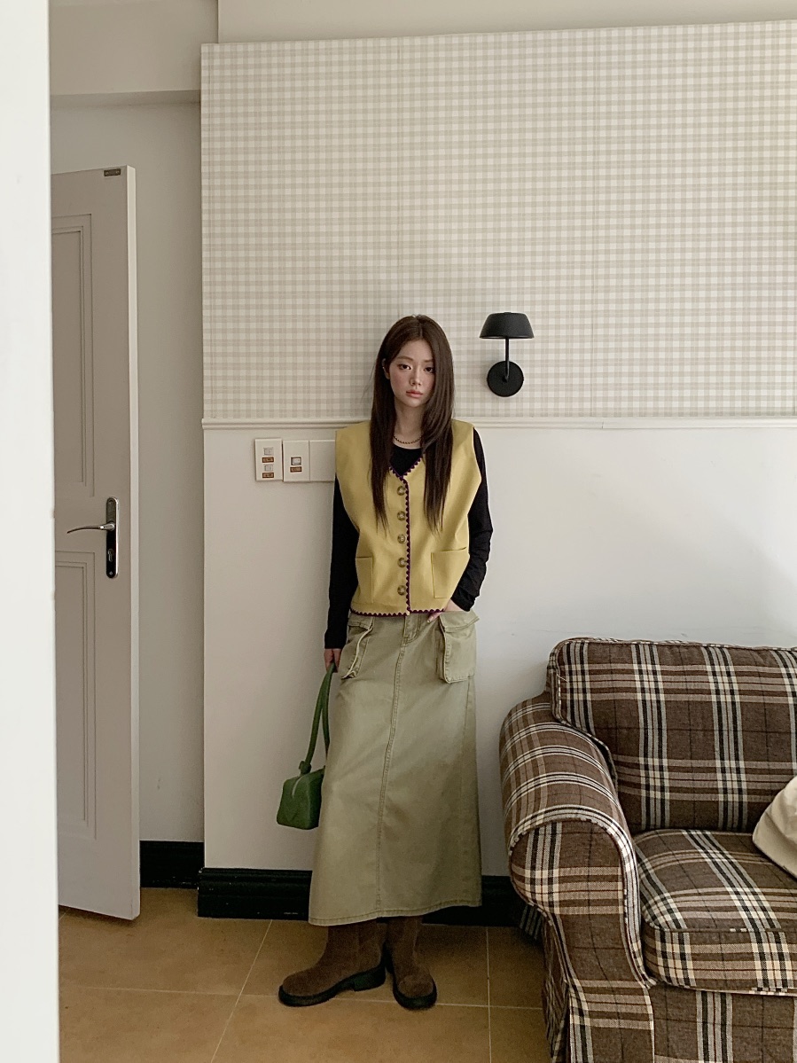 MAISONDEGLORY韓國直郵女士新品休閑人氣馬甲不含內搭皮革MAISONDEGLORY馬甲