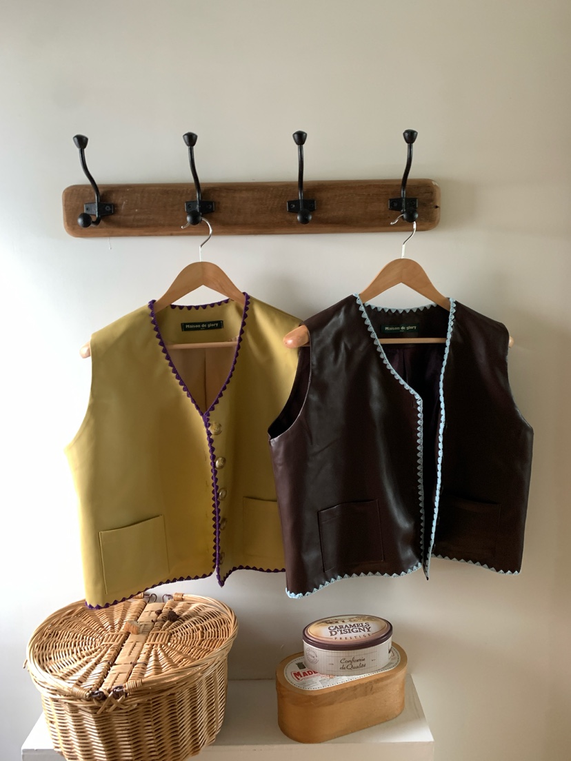 MAISONDEGLORY韓國直郵女士新品休閑人氣馬甲不含內搭皮革MAISONDEGLORY馬甲