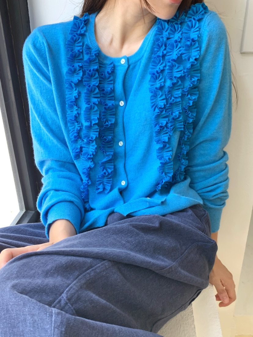 MAISONDEGLORY東大門實拍女士新品推薦針織衫褶邊針織開衫MAISONDEGLORY針織衫