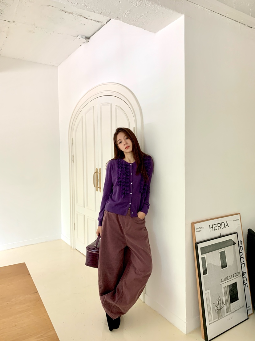 MAISONDEGLORY東大門實拍女士新品推薦針織衫褶邊針織開衫MAISONDEGLORY針織衫