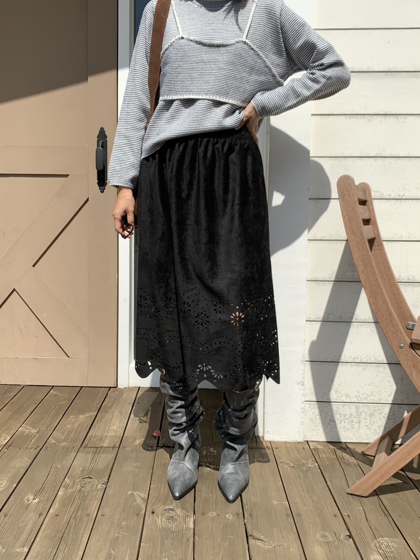MAISONDEGLORY東大門實拍女裝新品熱賣人氣半身裙中短裙麂皮MAISONDEGLORY半身裙/中短裙