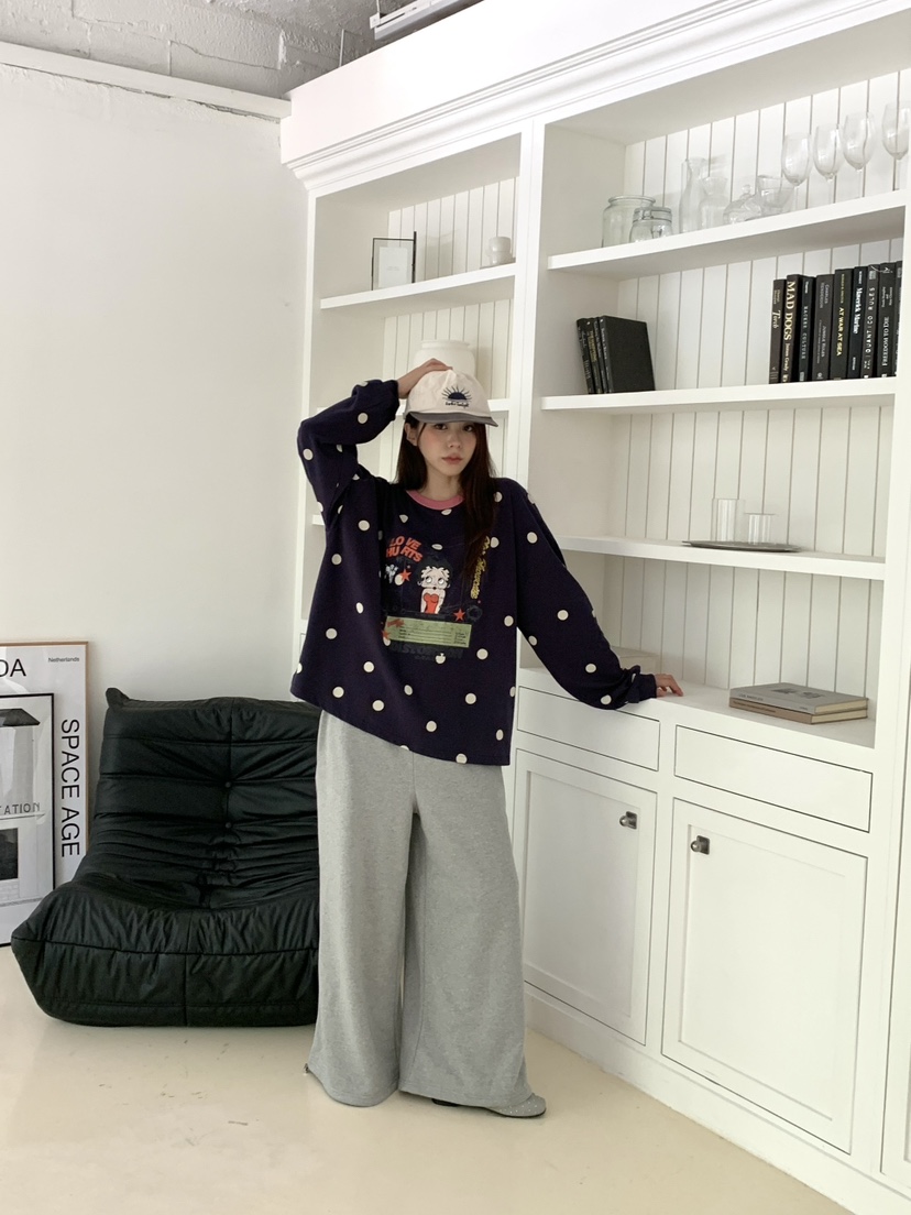 MAISONDEGLORY韓國代購女裝新品真品休閑長袖T恤撞色圓點MAISONDEGLORY長袖T恤