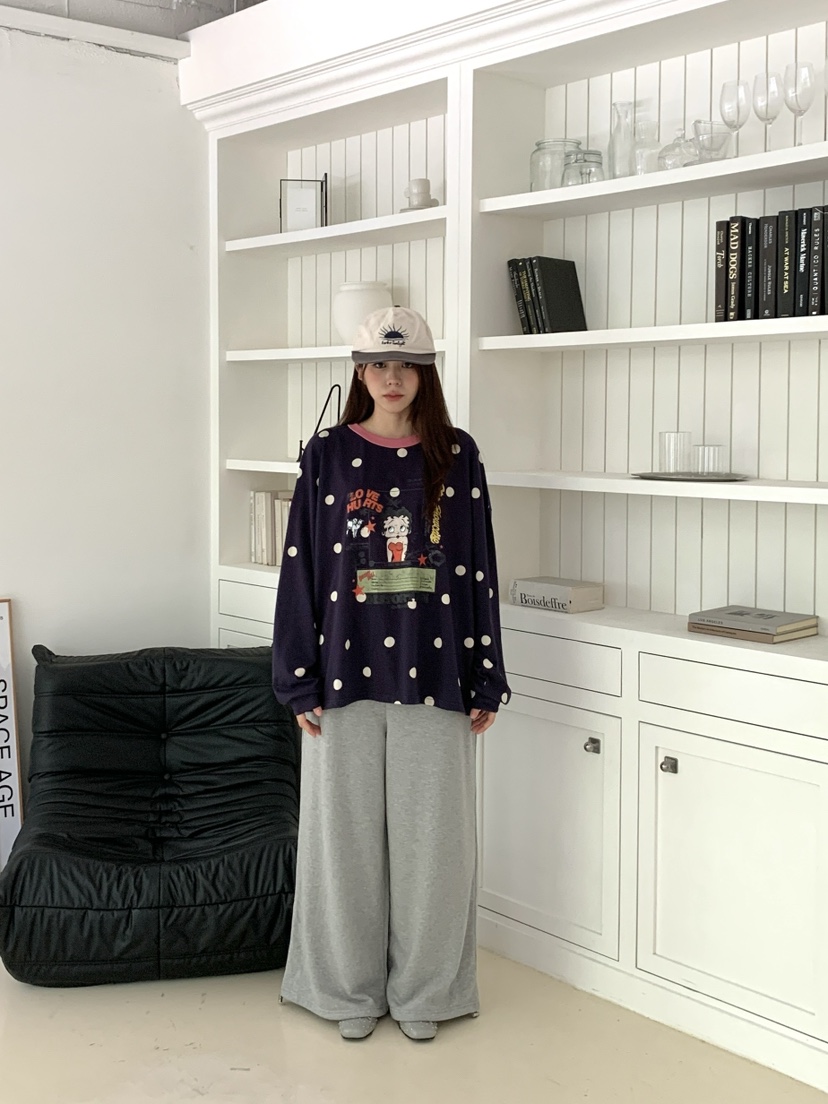 MAISONDEGLORY韓國代購女裝新品真品休閑長袖T恤撞色圓點MAISONDEGLORY長袖T恤