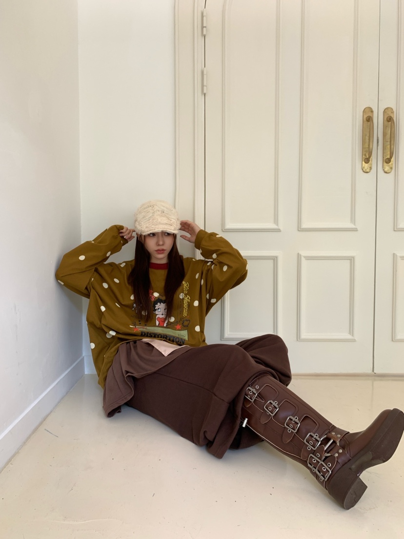 MAISONDEGLORY韓國代購女裝新品真品休閑長袖T恤撞色圓點MAISONDEGLORY長袖T恤