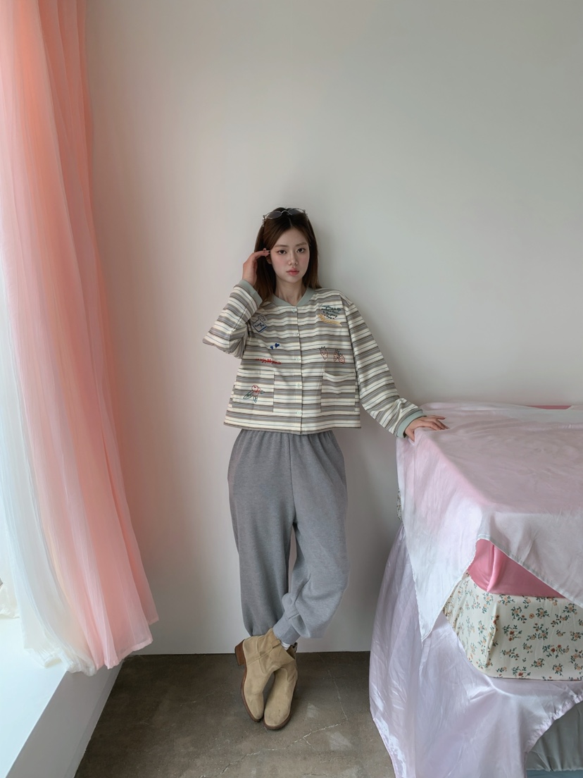 MAISONDEGLORY東大門代購女裝新款休閑熱賣長袖T恤開衫條紋MAISONDEGLORY長袖T恤
