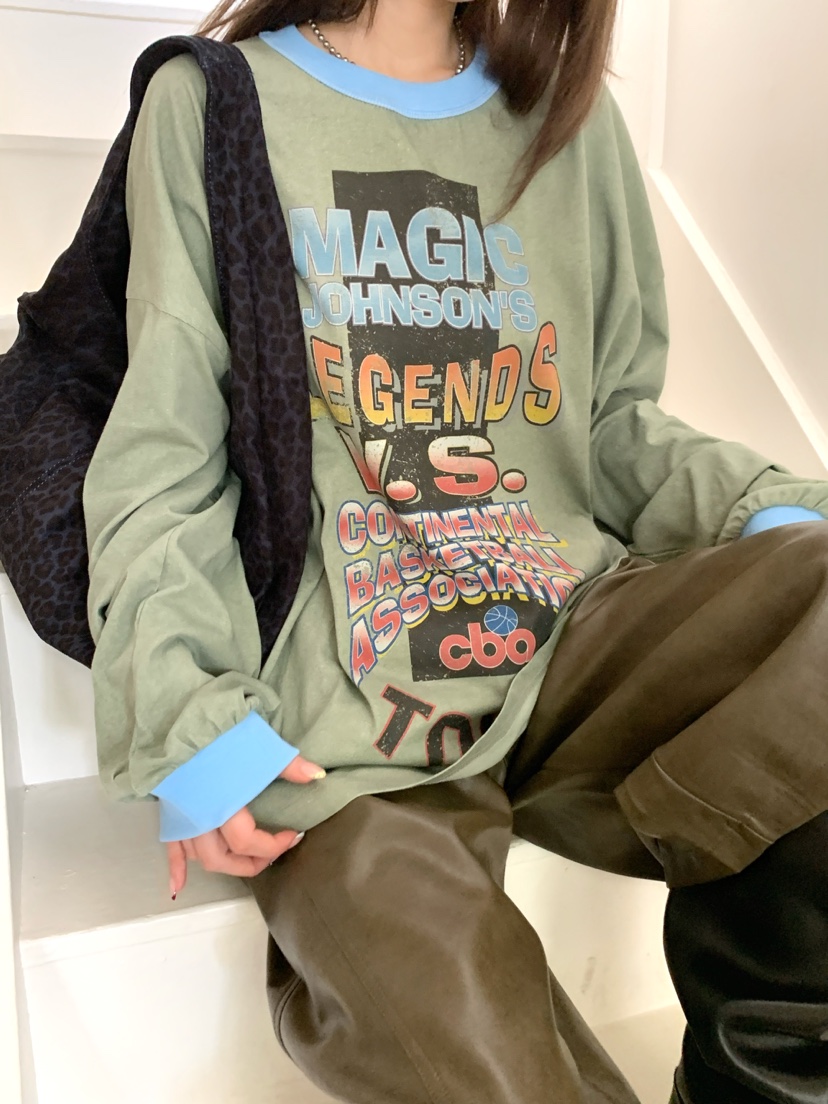 MAISONDEGLORY韓國直郵女士新品推薦熱賣休閑長袖T恤復古MAISONDEGLORY長袖T恤