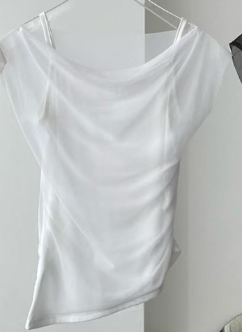 AUTHENTIC-OT東大門代購女士新品時尚襯衫蕾絲衫褶皺雙褶無袖AUTHENTIC襯衫/蕾絲衫圖色2
