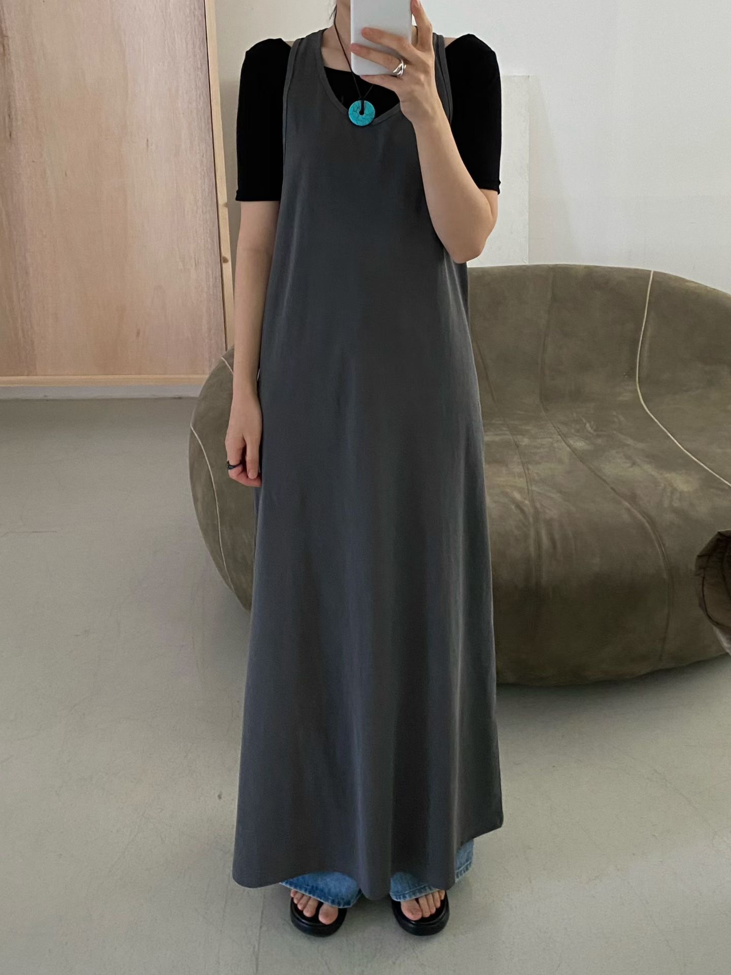 AUTHENTIC-OT韓國直郵女士新品時尚推薦連衣裙不含內搭長款AUTHENTIC連衣裙