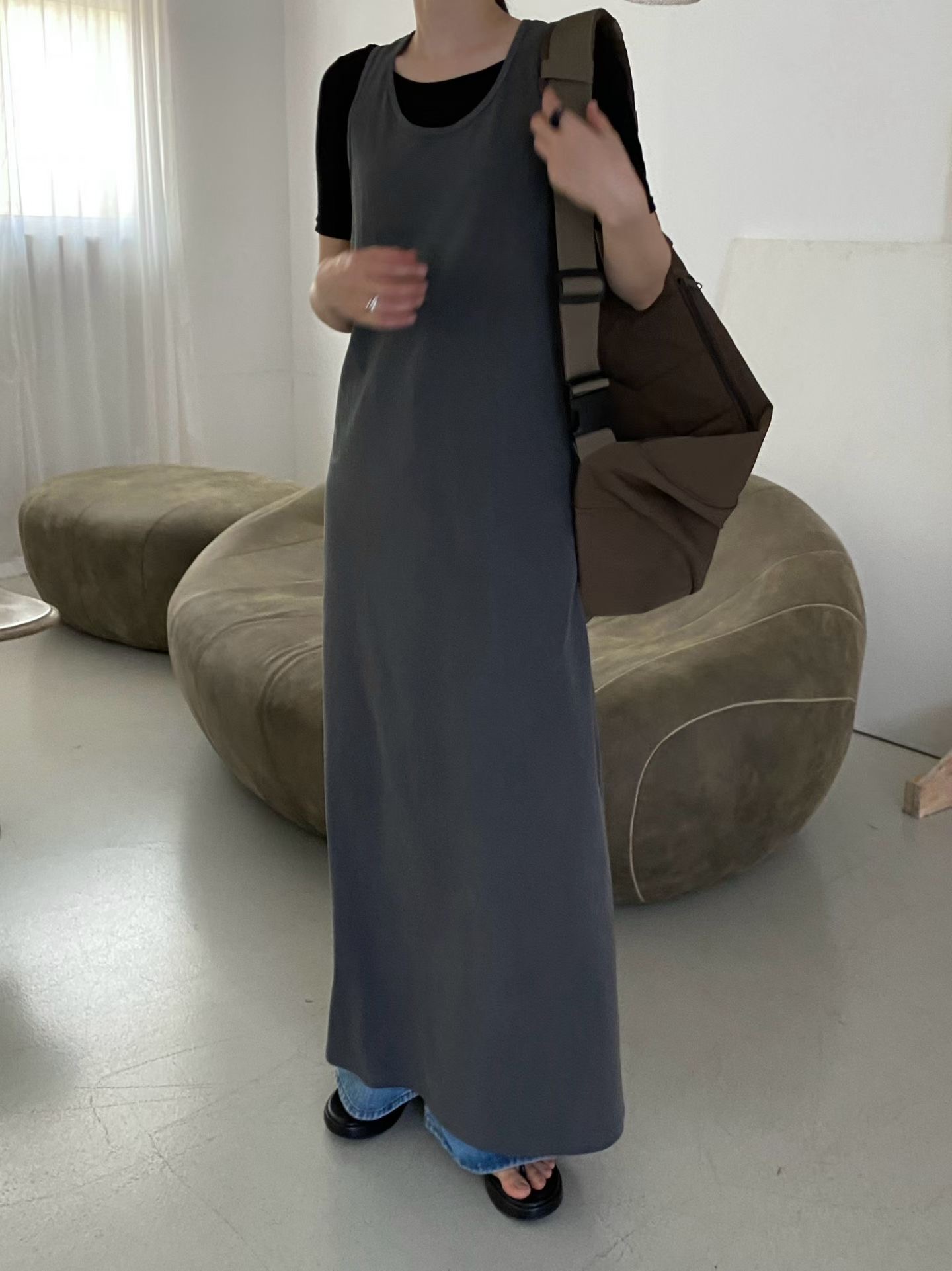 AUTHENTIC-OT韓國直郵女士新品時尚推薦連衣裙不含內搭長款AUTHENTIC連衣裙圖色1