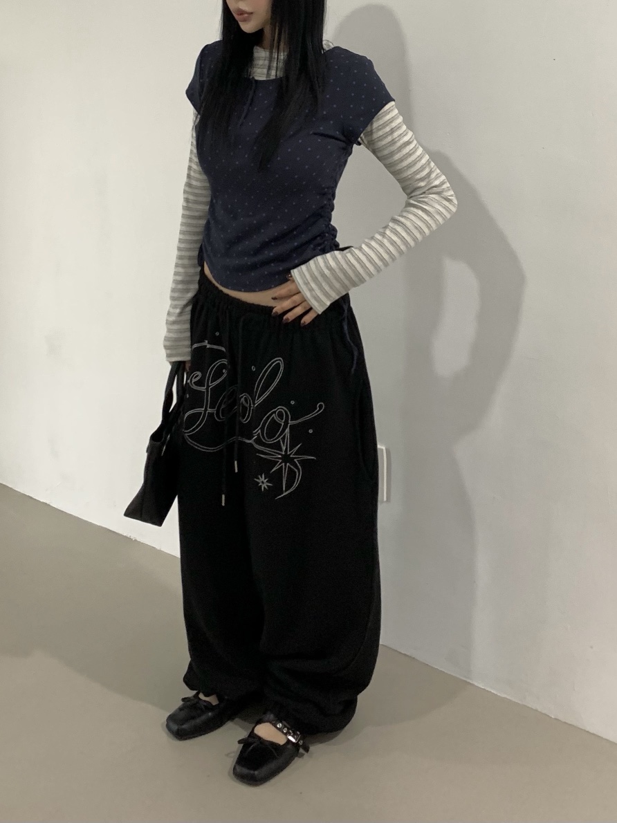 SEOLO韓國代購女士新品休閑人氣真品時尚推薦熱賣休閑褲刺繡Seolo seoul休閑褲