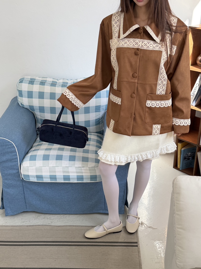 MAISONDEGLORY東大門實拍女士新品休閑時尚真品人氣夾克麂皮MAISONDEGLORY夾克