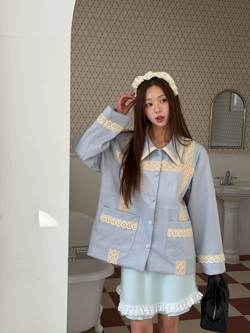 MAISONDEGLORY東大門實拍女士新品休閑時尚真品人氣夾克麂皮MAISONDEGLORY夾克