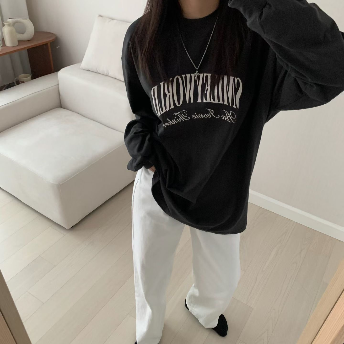 HELLO JINI韓國代購女裝新款推薦人氣休閑真品長袖T恤運動HELLO JINI長袖T恤