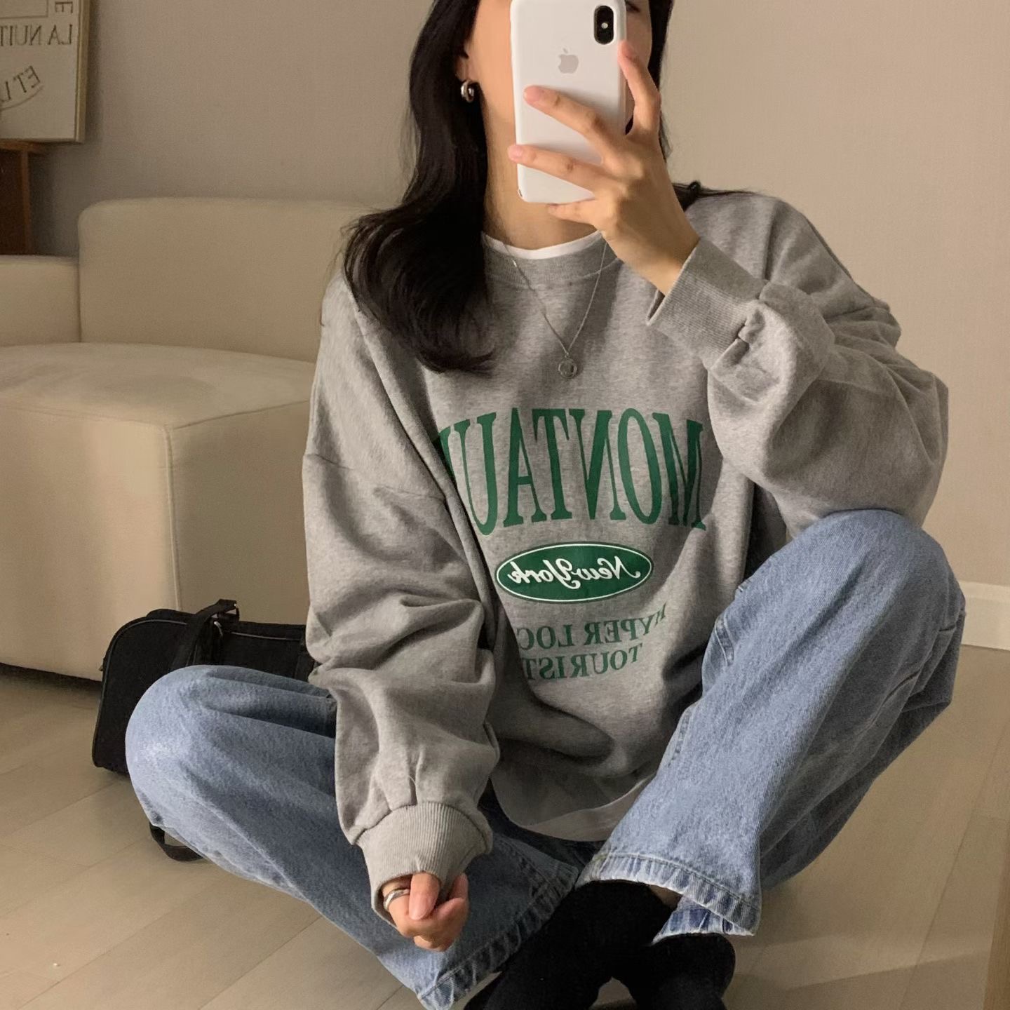 HELLO JINI東大門實拍女士新款熱賣推薦真品衛衣不含內搭HELLO JINI衛衣