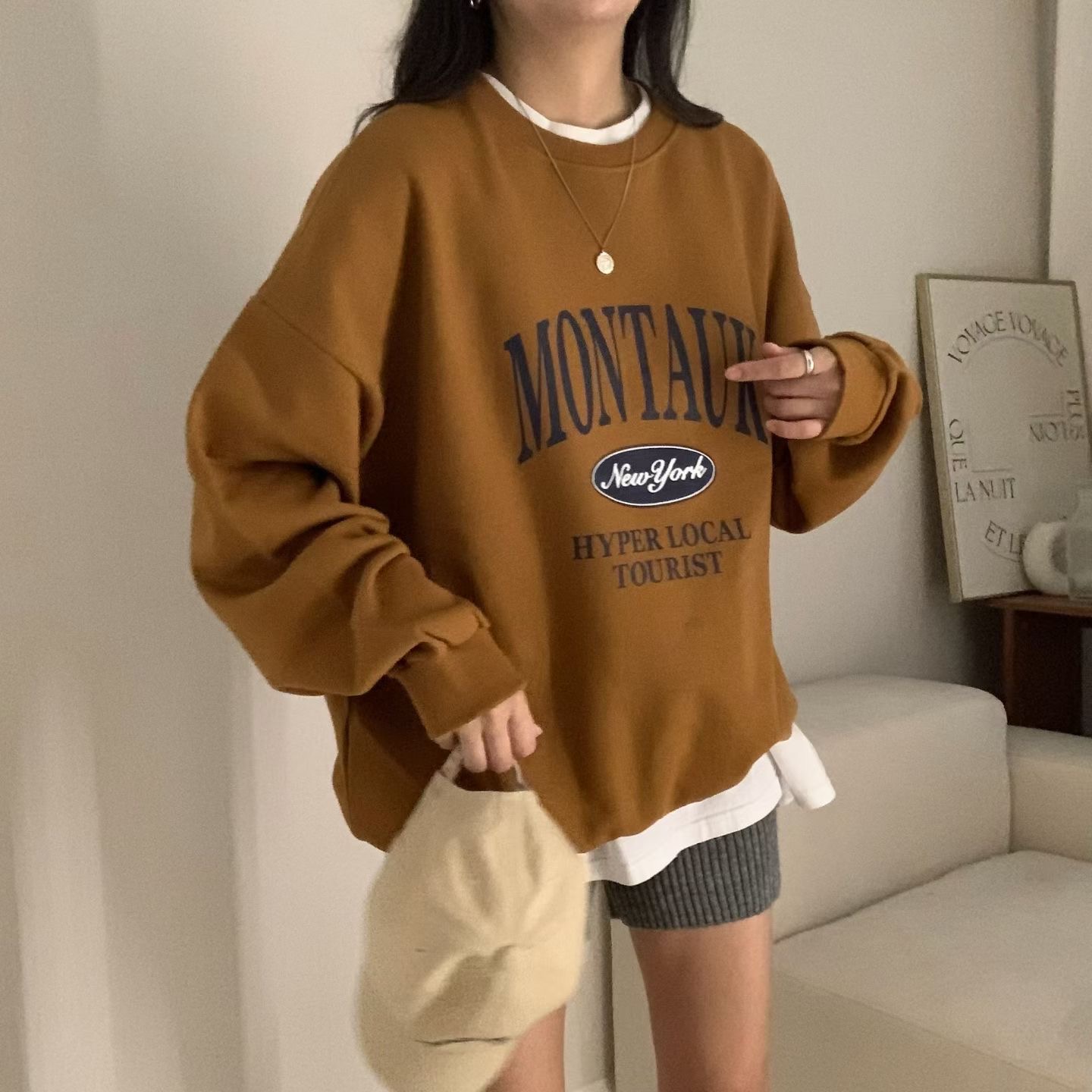HELLO JINI東大門實拍女士新款熱賣推薦真品衛衣不含內搭HELLO JINI衛衣圖色1