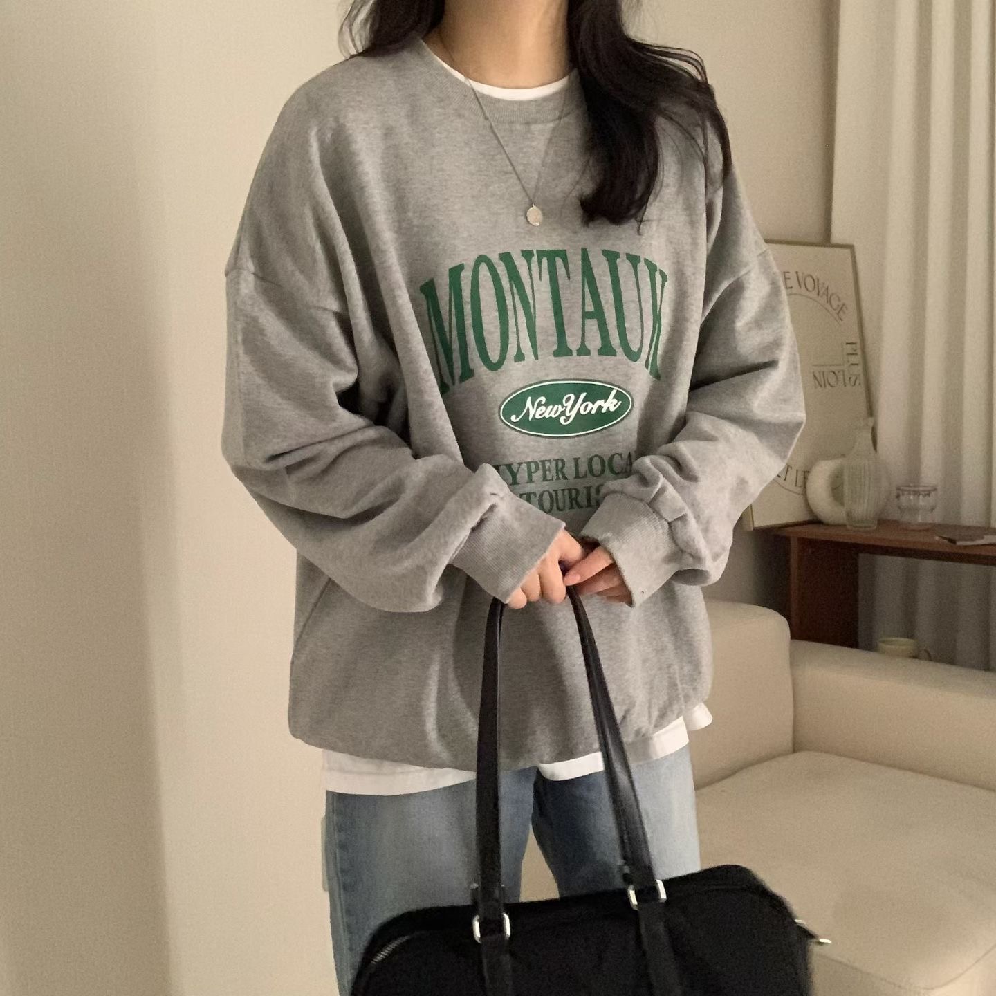 HELLO JINI東大門實拍女士新款熱賣推薦真品衛衣不含內搭HELLO JINI衛衣圖色2