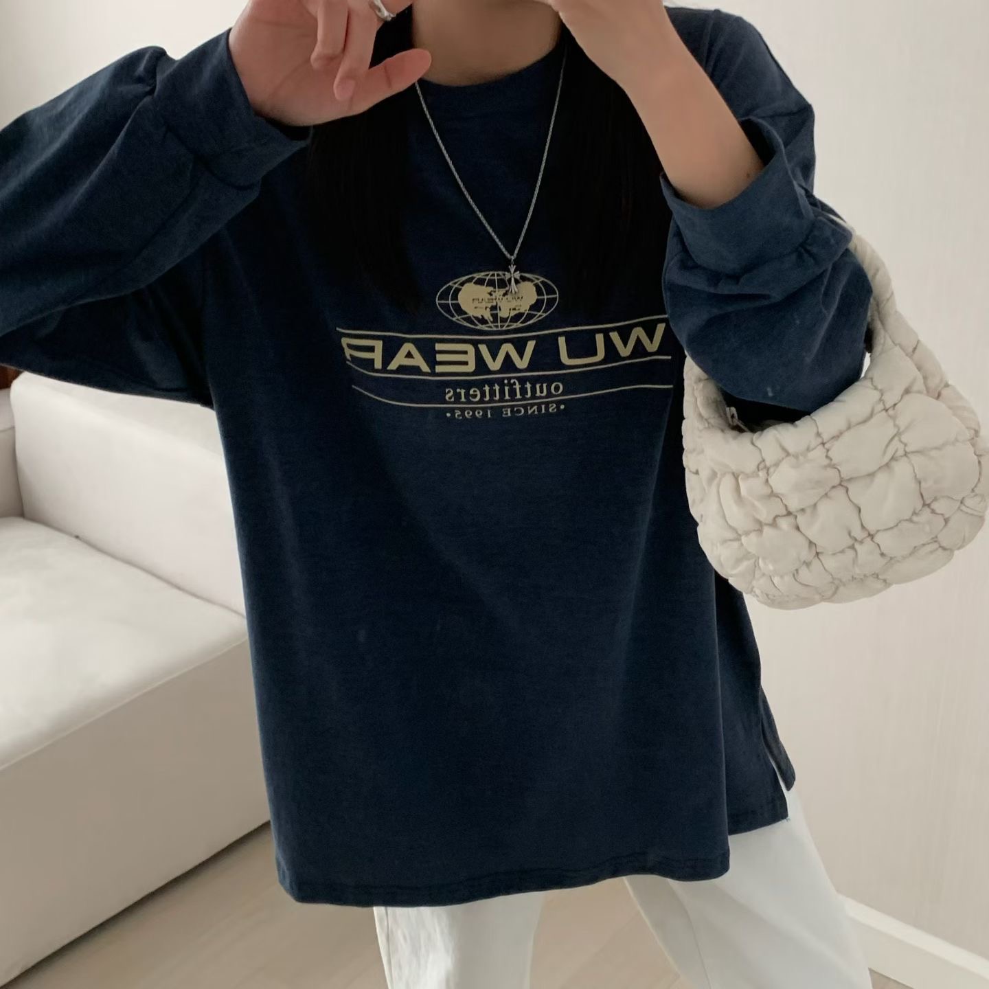 HELLO JINI東大門實拍女裝新品推薦人氣時尚休閑長袖T恤HELLO JINI長袖T恤