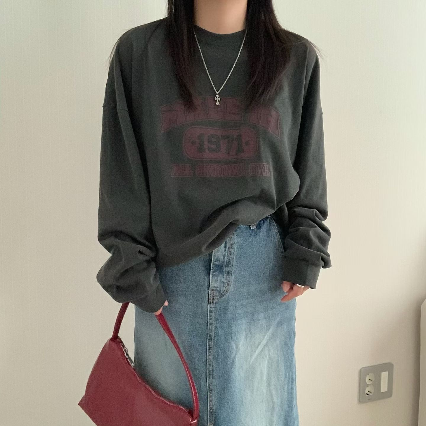 HELLO JINI東大門實拍女士新品推薦時尚休閑真品長袖T恤HELLO JINI長袖T恤圖色1