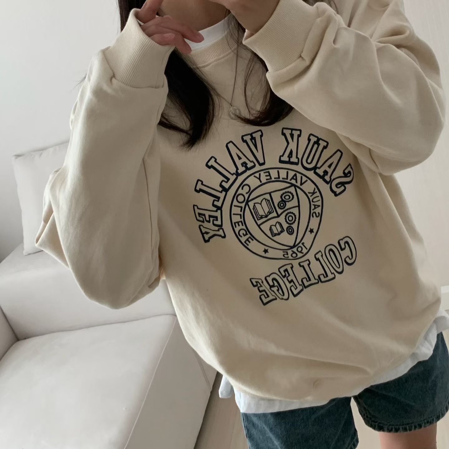 HELLO JINI韓國代購女士新款熱賣休閑時尚衛衣不含內搭運動HELLO JINI衛衣
