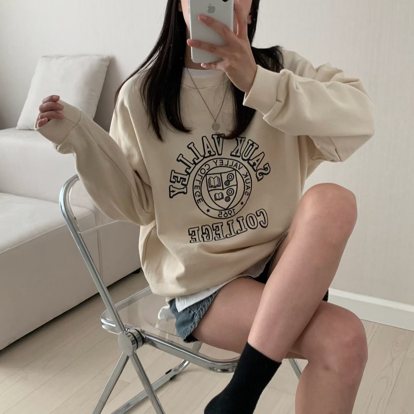 HELLO JINI韓國代購女士新款熱賣休閑時尚衛衣不含內搭運動HELLO JINI衛衣圖色2