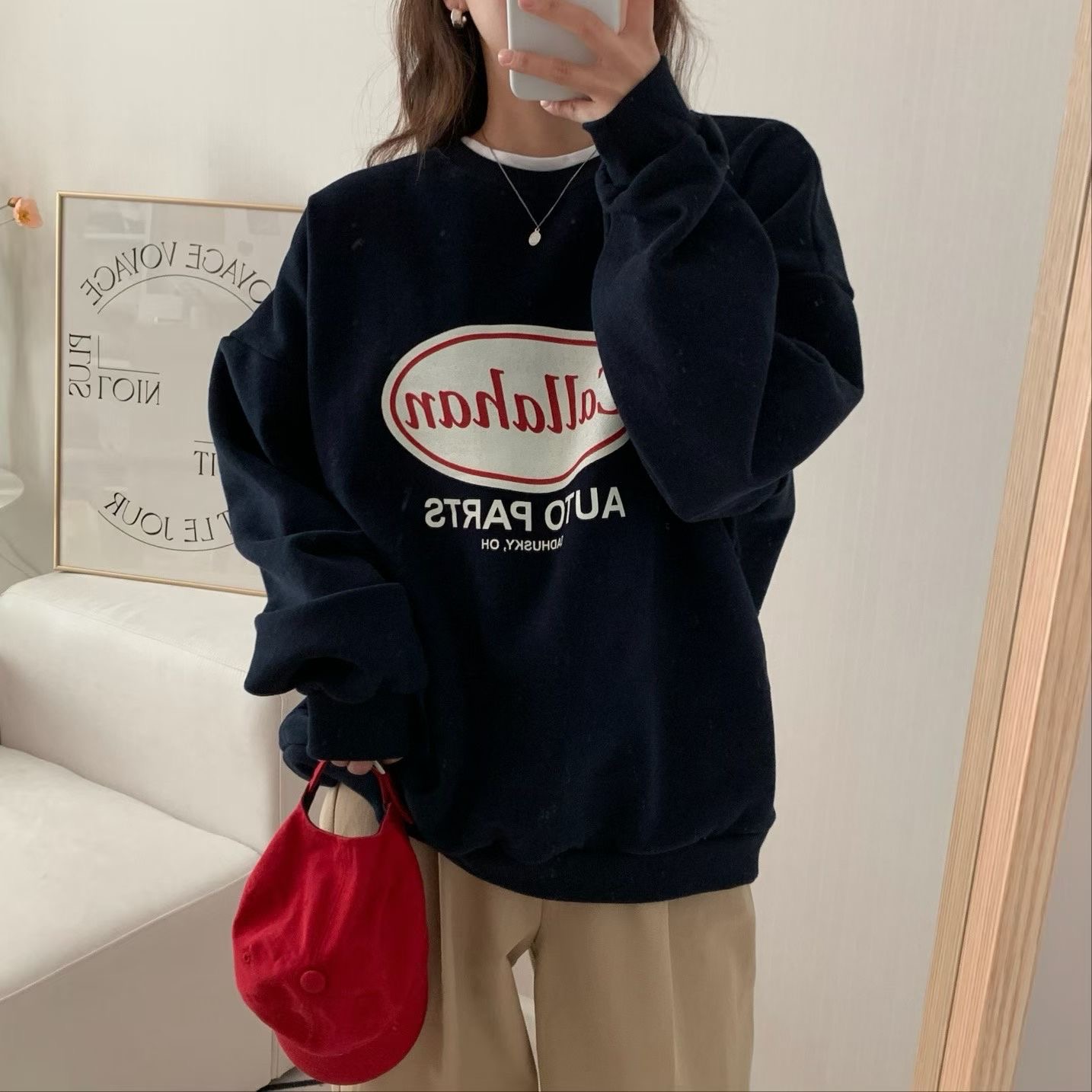 HELLO JINI東大門代購女士新品時尚真品衛衣不含內搭運動HELLO JINI衛衣圖色1