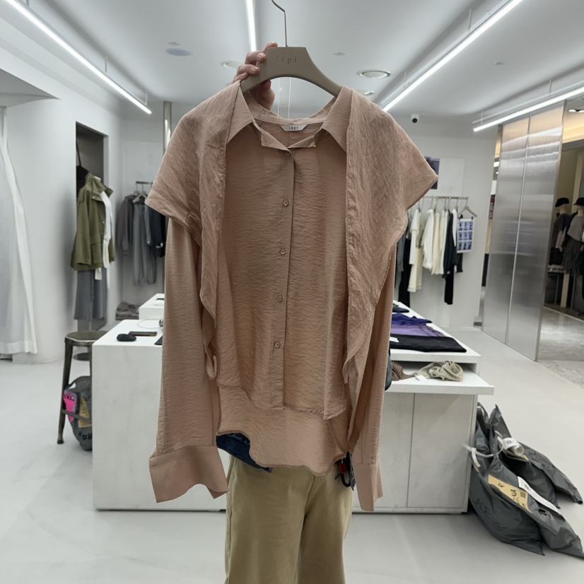 LEPI韓國直郵女裝新品休閑真品推薦人氣襯衫蕾絲衫含圍巾LEPI襯衫/蕾絲衫圖色3