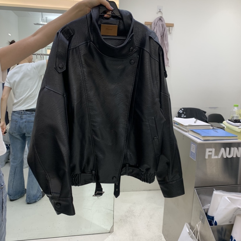 FLAUNT韓國代購女裝新品人氣熱賣推薦真品休閑時尚夾克皮革FLAUNT夾克圖色2