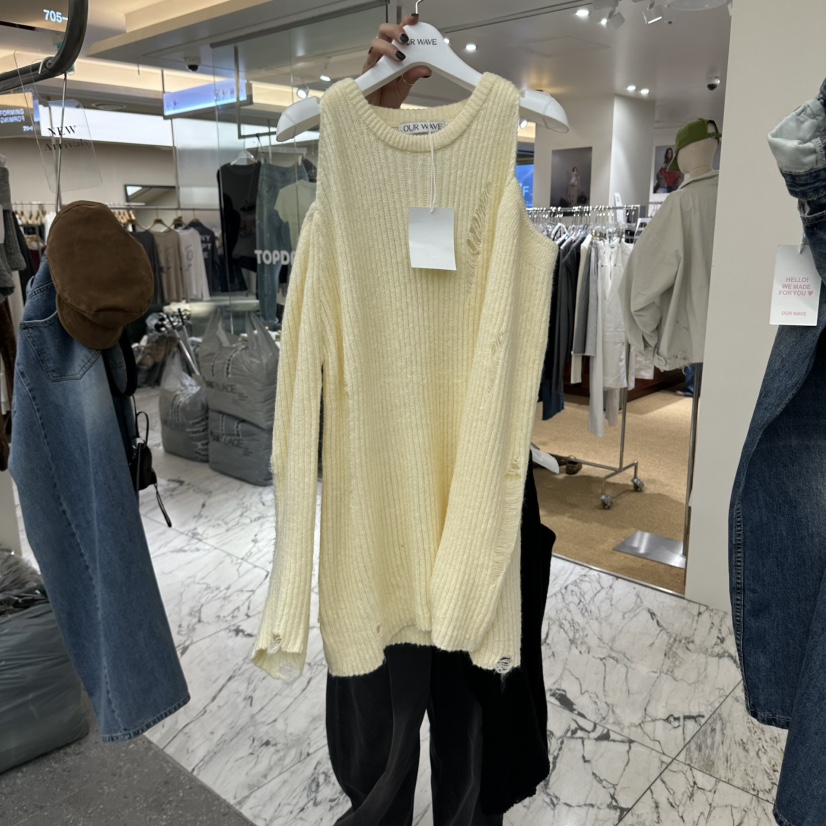 OURWAVE/OUR ROOM韓國直郵女士新品人氣真品針織衫露肩OURWAVE/OUR ROOM針織衫圖色1