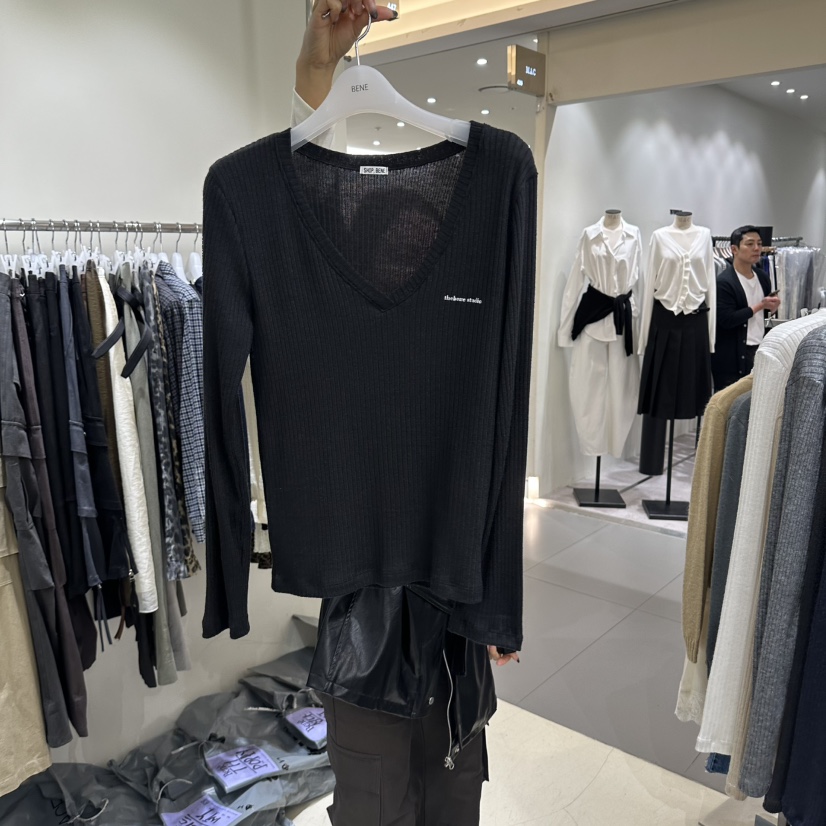 BENE韓國直郵女裝新款推薦休閑熱賣真品時尚人氣長袖T恤SHOP BENE_Bene長袖T恤圖色6黑色