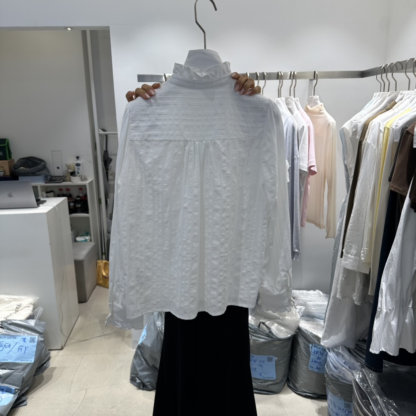 RICH SISTER韓國代購女士新款真品休閑人氣襯衫蕾絲衫褶皺RICH SISTER襯衫/蕾絲衫