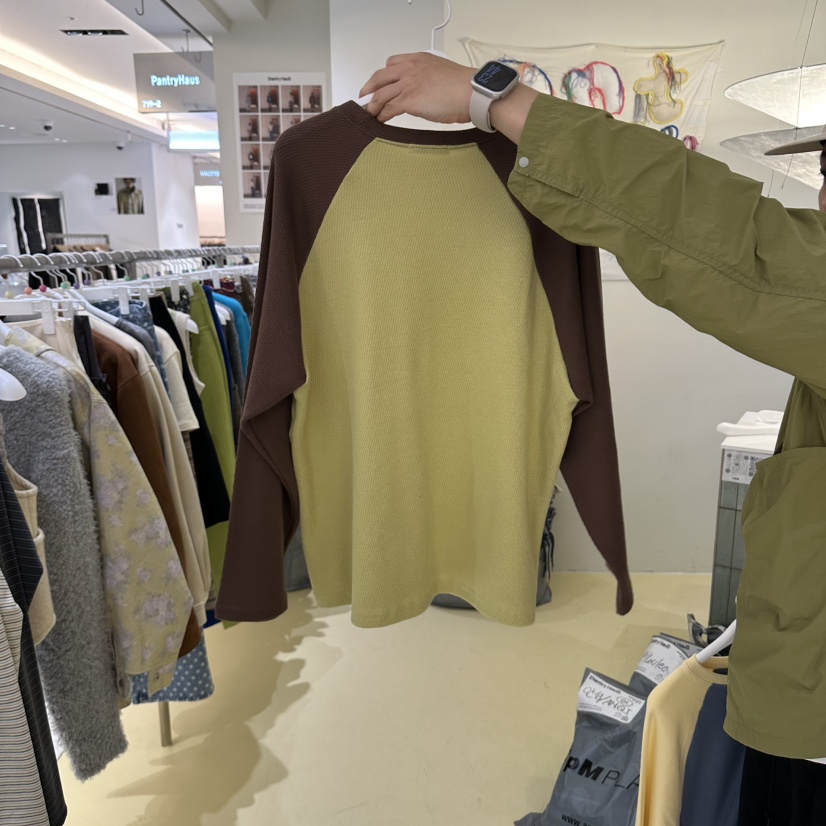 PANTRY HAUS東大門代購女裝新款真品推薦長袖T恤插肩袖撞色PANTRY HAUS長袖T恤