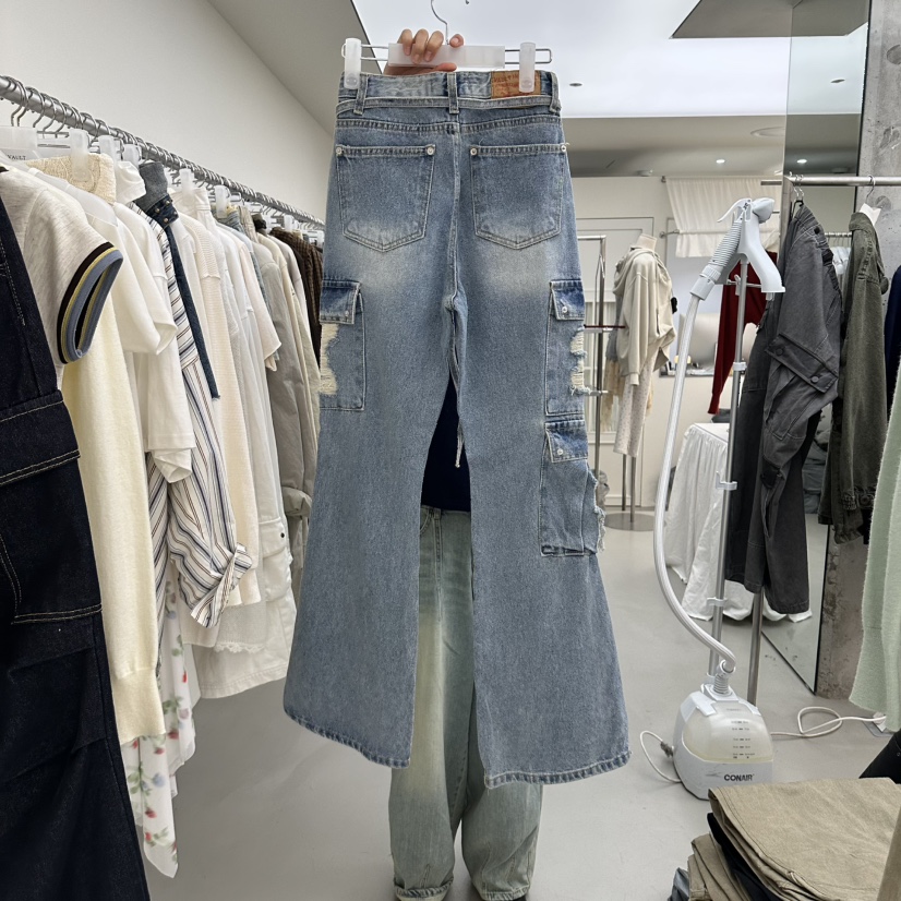 R U VAULT東大門代購女士新品休閑熱賣真品牛仔褲含腰繩R U VAULT牛仔褲