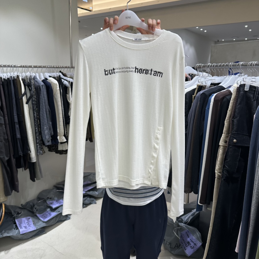 BENE韓國直郵女裝新品真品時尚熱賣推薦人氣休閑長袖T恤SHOP BENE_Bene長袖T恤圖色1