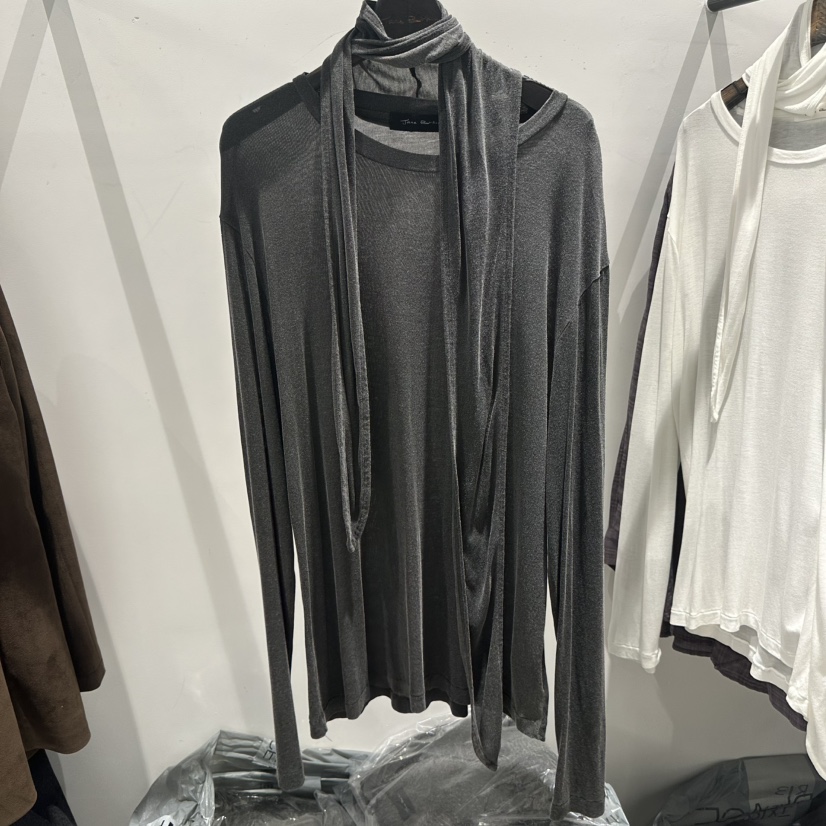 JANE BIRKIN韓國直郵女裝新款推薦真品長袖T恤含圍巾復古JANE BIRKIN設計師品牌長袖T恤圖色2