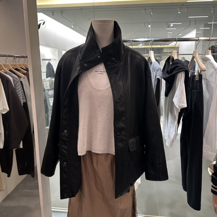 URBANSTORY/REMAKING東大門實拍女士新款熱賣時尚休閑皮衣Remaking/URBANSTORY皮衣圖色1黑色
