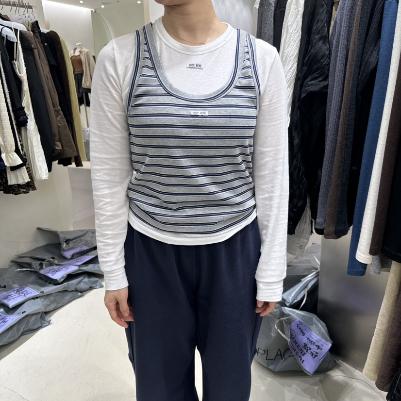 BENE東大門實拍女士新款人氣時尚真品休閑推薦熱賣長袖T恤SHOP BENE_Bene長袖T恤圖色1