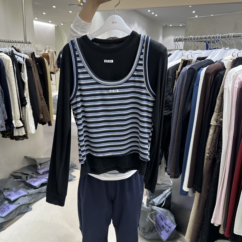BENE東大門實拍女士新款人氣時尚真品休閑推薦熱賣長袖T恤SHOP BENE_Bene長袖T恤圖色2