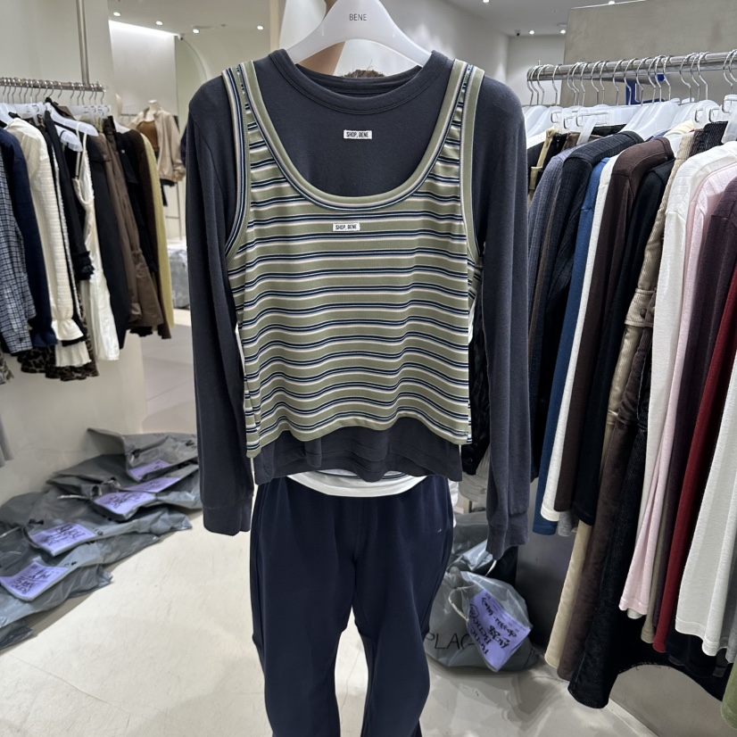 BENE東大門實拍女士新款人氣時尚真品休閑推薦熱賣長袖T恤SHOP BENE_Bene長袖T恤圖色3