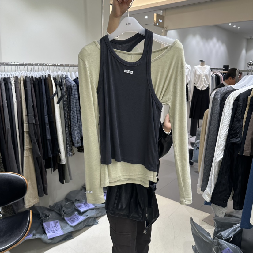 BENE東大門實拍女士新款時尚真品休閑推薦人氣長袖T恤假兩件SHOP BENE_Bene長袖T恤圖色2