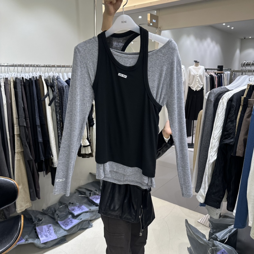 BENE東大門實拍女士新款時尚真品休閑推薦人氣長袖T恤假兩件SHOP BENE_Bene長袖T恤圖色3