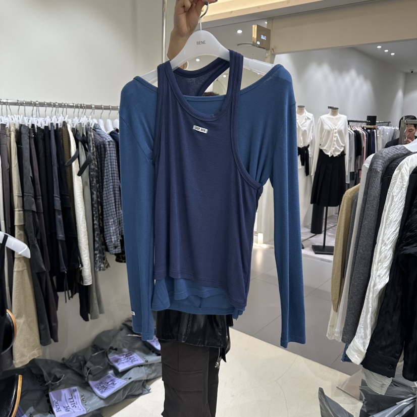 BENE東大門實拍女士新款時尚真品休閑推薦人氣長袖T恤假兩件SHOP BENE_Bene長袖T恤圖色6