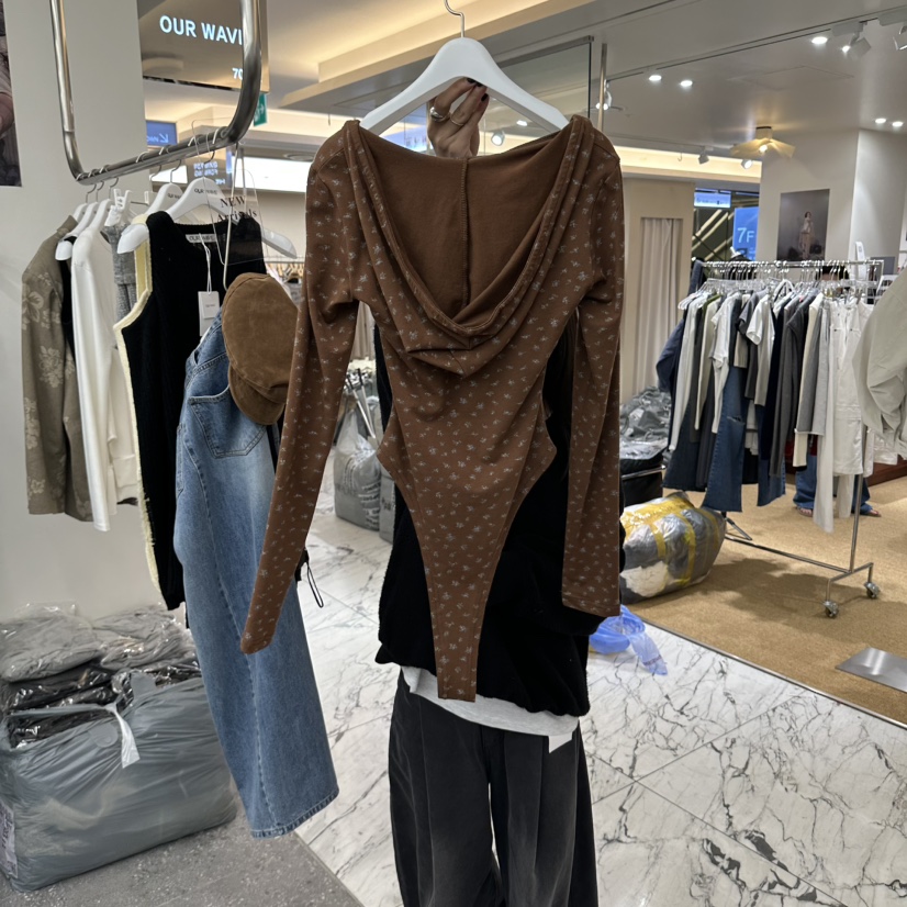 OURWAVE/OUR ROOM韓國直郵女士新品人氣熱賣長袖T恤花朵OURWAVE/OUR ROOM長袖T恤
