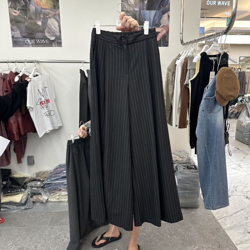 OURWAVE/OUR ROOM東大門代購女裝新品真品正裝褲西褲條紋OURWAVE/OUR ROOM正裝褲/西褲圖色2黑色