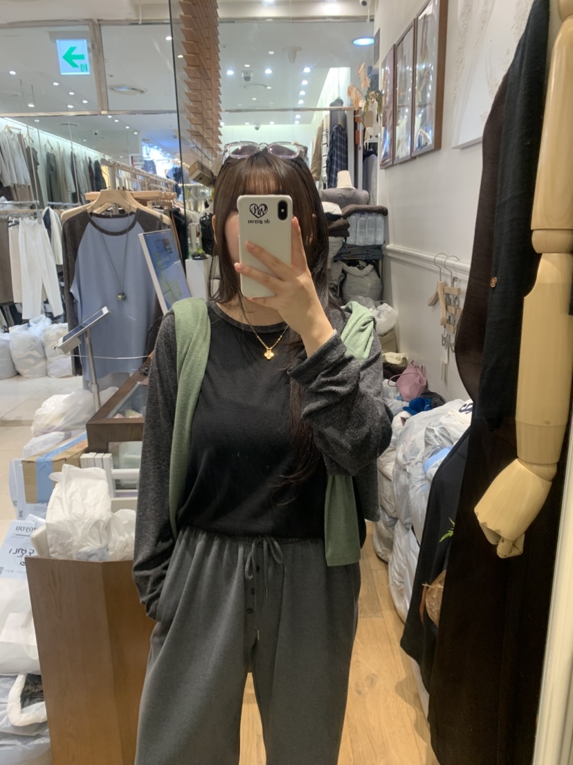 DE GO YOU韓國代購女士新品休閑推薦人氣長袖T恤插肩袖DE GO YOU長袖T恤