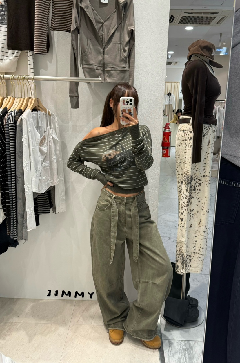 JIMMY東大門實拍女士新款人氣真品休閑時尚推薦休閑褲腰帶JIMMY/REMAKE休閑褲