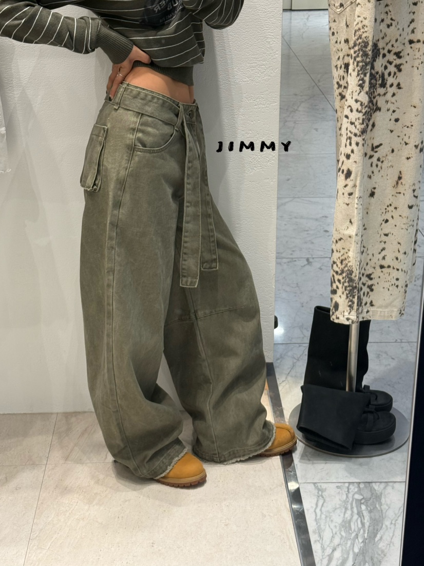 JIMMY東大門實拍女士新款人氣真品休閑時尚推薦休閑褲腰帶JIMMY/REMAKE休閑褲