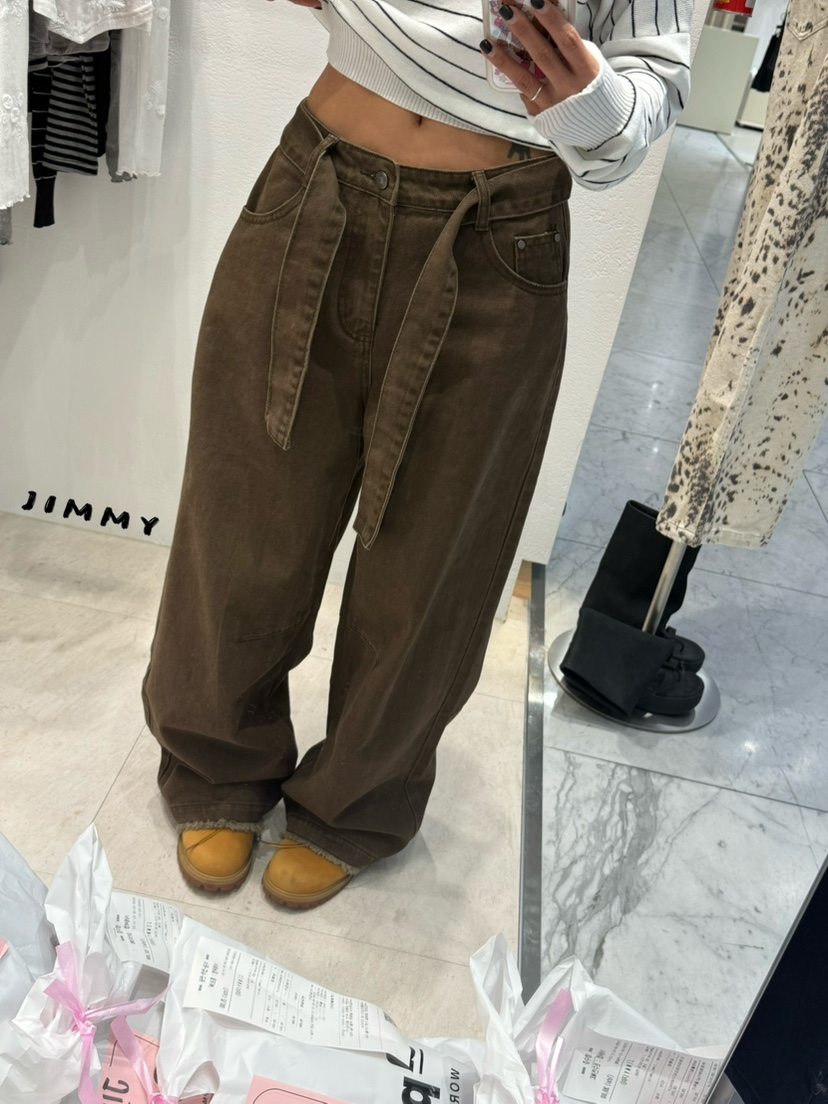 JIMMY東大門實拍女士新款人氣真品休閑時尚推薦休閑褲腰帶JIMMY/REMAKE休閑褲